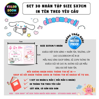 [ IN TÊN THEO YÊU CẦU] Nhãn Vở CINNAMOROLL In Theo Yêu Cầu - Chống thấm nước - ColorBoom