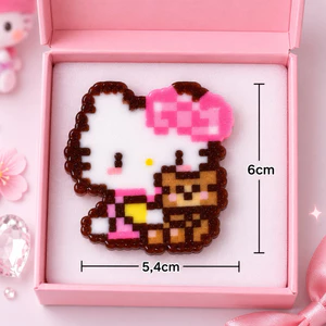Móc Khoá Nhựa Kitty Và Gấu Bông Handmade Hạt Nhựa Ủi
