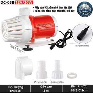 Bơm chìm mini 12V 20W dùng tiểu cảnh, hồ cá, quạt hơi nước, không giật, tiết kiệm điện, cảm biến chống cạn