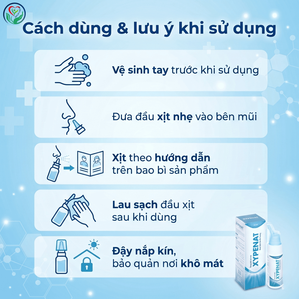 Dung dịch xịt mũi ưu trương Xypenat 75ml hỗ trợ vệ sinh mũi, thông thoáng mũi