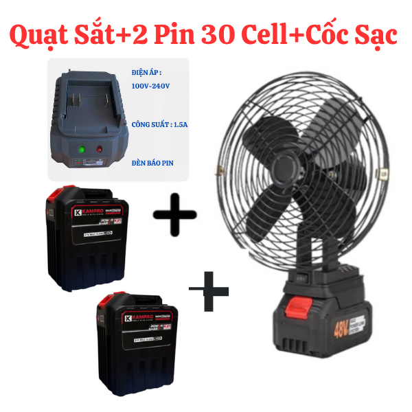 Quạt Tích Điện Mini Để Bàn-Pin 30 Cell Chuẩn Đế Pin 21V 2 Mức Gió, Sử Dụng 3-5 Tiếng, Kích Thước 8 Inch -Bảo Hàn