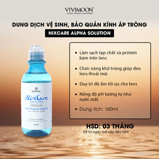 Dung dịch làm sạch lens, ngâm rửa và bảo quản kính áp tròng mềm Nixcare Alpha 160ml