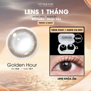 Lens cận khóa ẩm VIVIMOON màu nâu tự nhiên Golden Hour, kính áp tròng hạn sử dụng 1 tháng