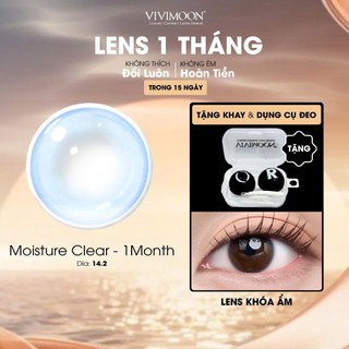 Lens cận khóa ẩm VIVIMOON màu trong suốt tự nhiên Moisture Clear, kính áp tròng hạn sử dụng 1 tháng