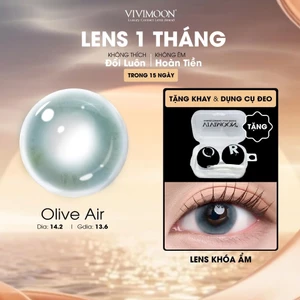 Lens cận khóa ẩm VIVIMOON màu xanh Olive Air, kính áp tròng hạn sử dụng 1 tháng