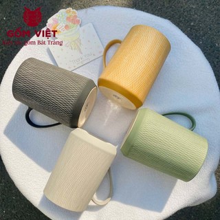 Cốc, ly gại kẻ sọc dung tích 650ml nhiều màu sắc gốm sứ Bát Tràng xuất khẩu - Quà tặng cao cấp - Gốm Việt Pottery