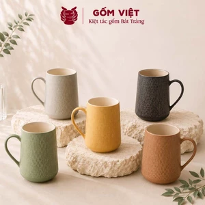 Cốc, ly gại kẻ sọc dung tích 650ml nhiều màu sắc gốm sứ Bát Tràng xuất khẩu - Quà tặng cao cấp - Gốm Việt Pottery