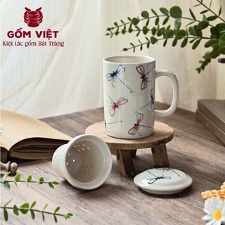 Cốc, ly uống trà kèm lõi lọc nhiều họa tiết vẽ tay thủ công cao cấp - Gốm sứ Bát Tràng - Gốm Việt