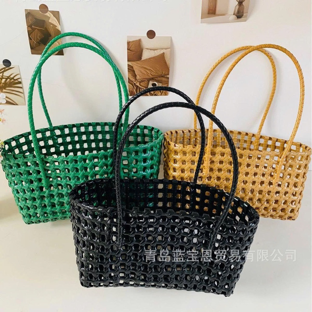 Túi xách tay, túi đan lát, túi tote PVC dùng đi làm, túi xách tay, túi rơm đi biển.