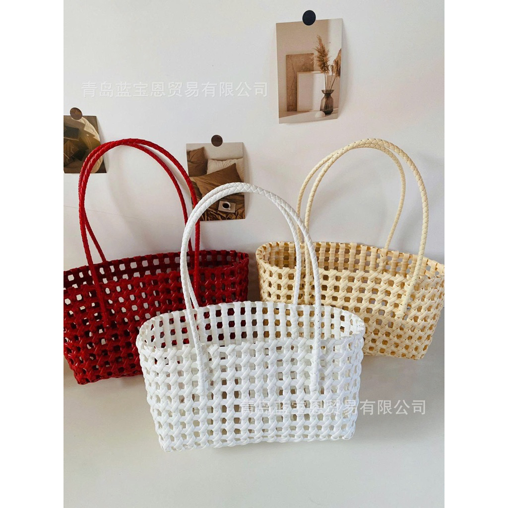 Túi xách tay, túi đan lát, túi tote PVC dùng đi làm, túi xách tay, túi rơm đi biển.