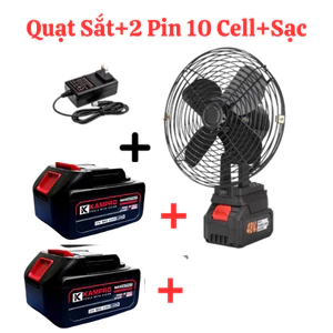 Quạt tích điện Chạy pin 10 Cell Chuẩn Lõi 18650, 2 Chế Độ Gió, Size 8 Inch-Bảo Hành 24 Tháng