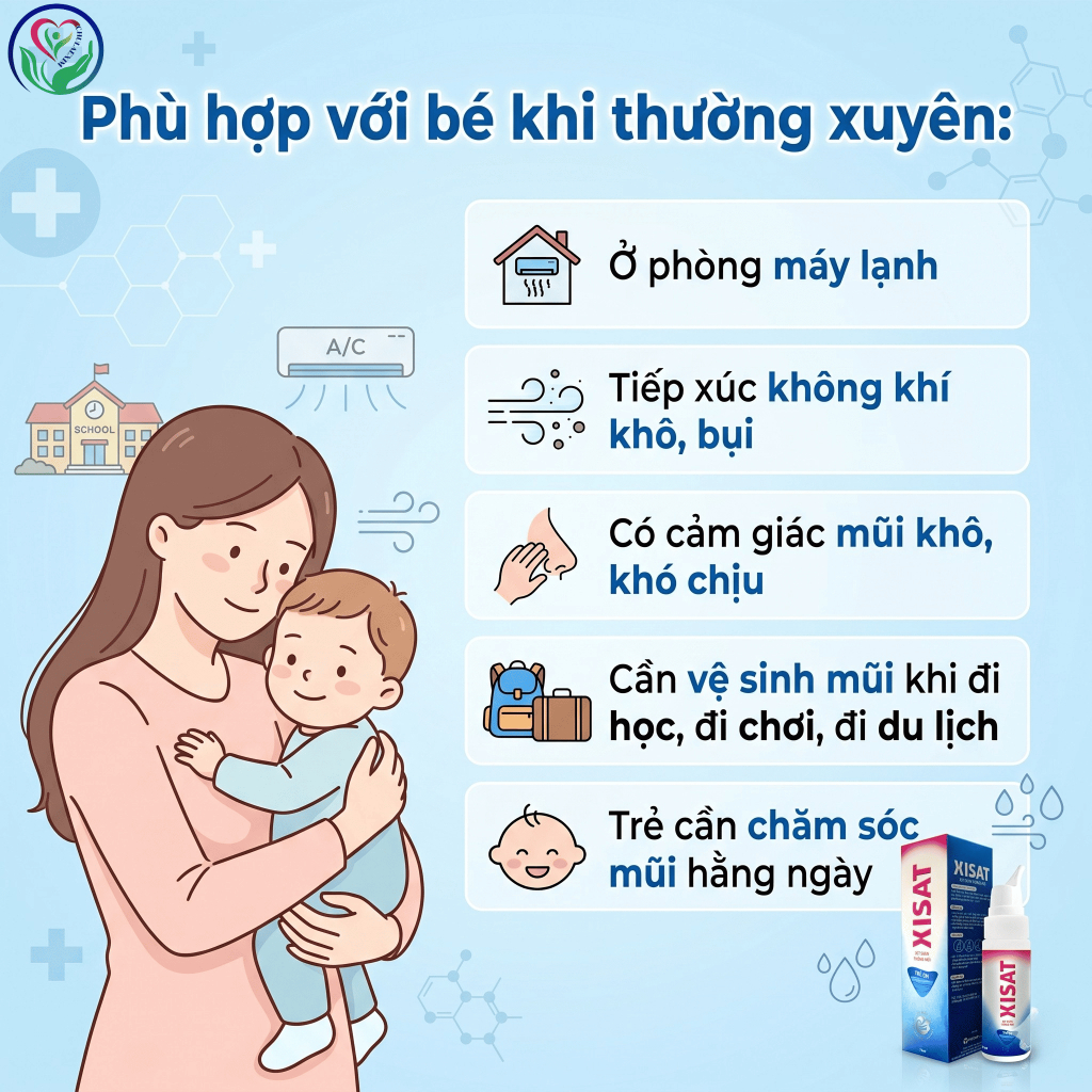 Dung dịch xịt rửa mũi Xisat trẻ em 75ml nước biển sâu hỗ trợ vệ sinh mũi hằng ngày