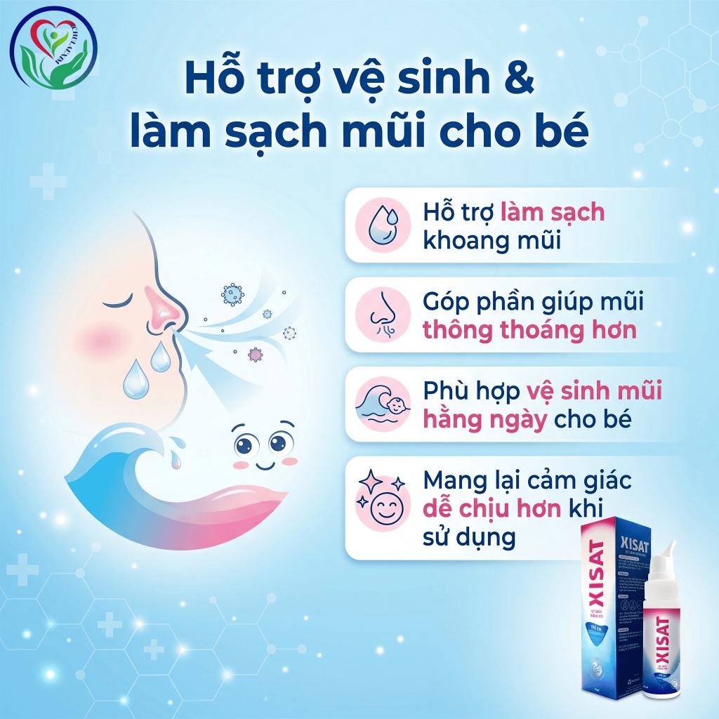 Dung dịch xịt rửa mũi Xisat trẻ em 75ml nước biển sâu hỗ trợ vệ sinh mũi hằng ngày