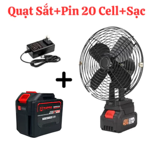 Quạt Tích Điện Lồng Sắt-Pin 20 Cell, 2 Cấp Độ Gió, Cỡ Lớn Size 8 Inch -Bảo Hành 24 Tháng