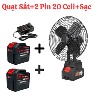 Quạt Tích Điện Chân Pin Phổ Thông - Lồng Sắt Siêu Bền, Động Cơ Không Chổi Than, Pin 20 Cell -Bảo Hành 24 Tháng