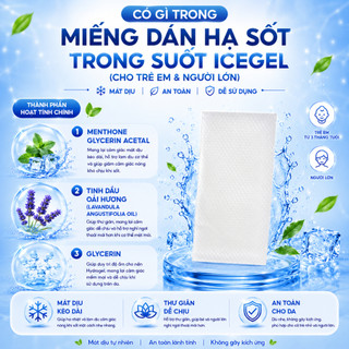Miếng Dán Hạ Sốt Trong Suốt ICEgel Hộp 4 Miếng – Giảm Nhiệt Nhanh 10H Cho Bé & Người Lớn, An Toàn