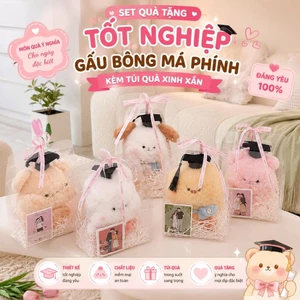 Set Quà Tặng Gấu Bông Má Phính Tốt Nghiệp Cao Cấp Kèm Túi Quà Xinh Xắn, Quà Tặng Tốt Nghiệp Ý Nghĩa