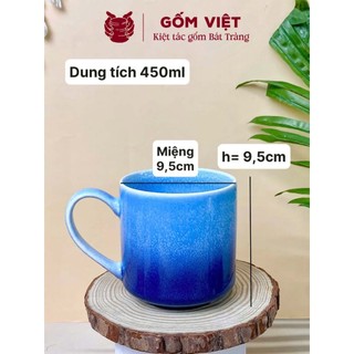 Cốc gốm sứ men hỏa biến 400 - 450ml dáng tròn – Ly sứ Bát Tràng loang màu – Quà tặng cao cấp – Gốm Việt Pottery