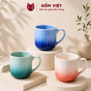 Cốc gốm sứ men hỏa biến 400 - 450ml dáng tròn – Ly sứ Bát Tràng loang màu – Quà tặng cao cấp – Gốm Việt Pottery