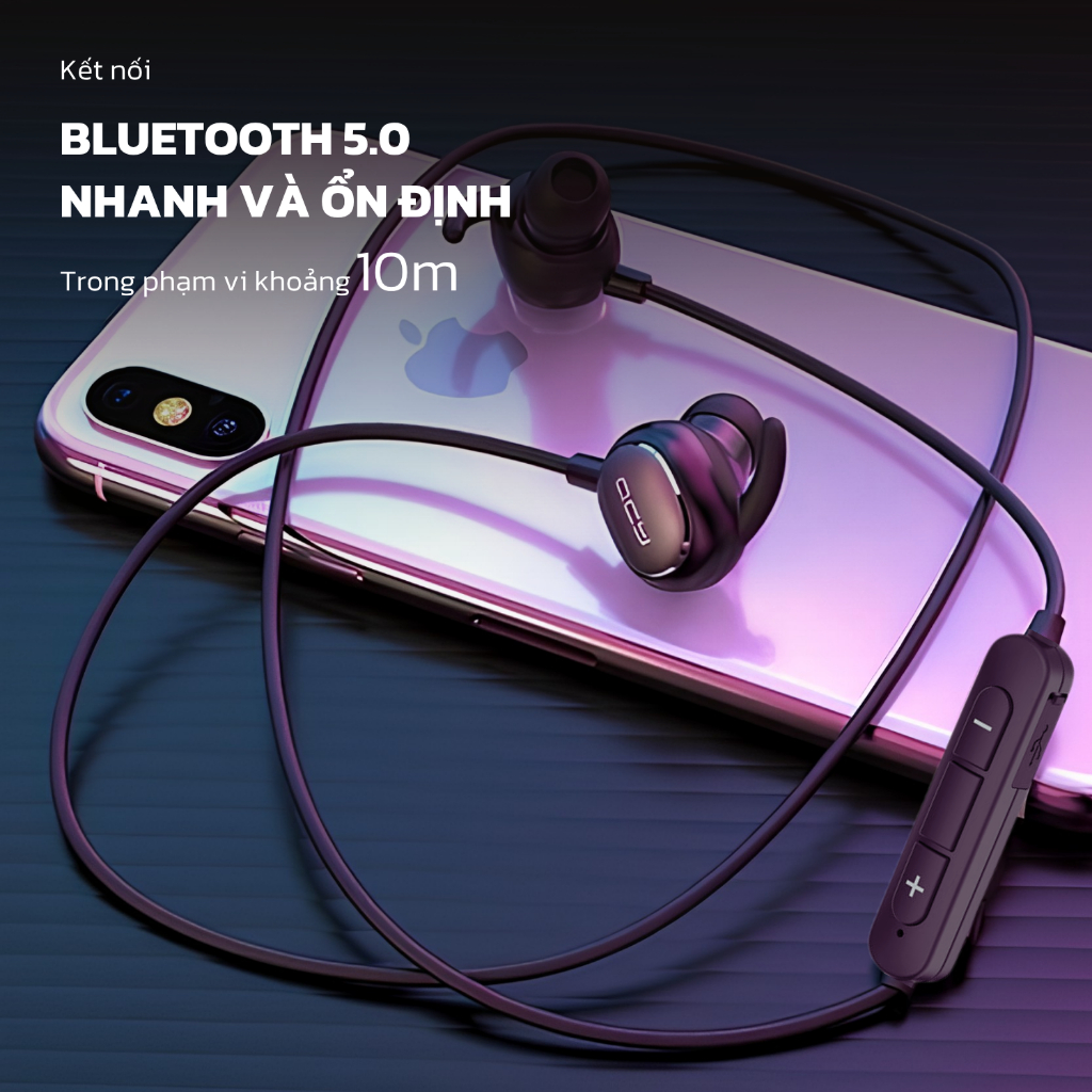 Tai nghe bluetooth thể thao QCY QY19 đeo cổ chống nước IPX4 pin dài tích hợp micro thiết kế gọn nhẹ
