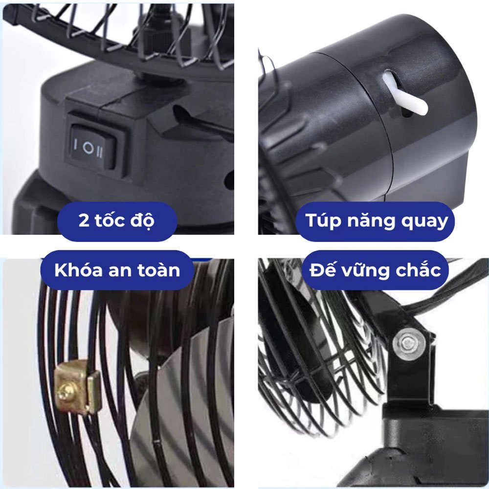 Quạt Tích Điện Xoay 90 Độ,Pin 10cell,20Cell, 30 cell Sử Dụng Chân Pin Phổ Thông, 2 Mức Gió, Kích Thước 8 Inch