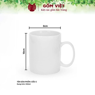 Cốc, ly uống nước men trắng nhiều kích thước, dung tích cao cấp - Gốm sứ Bát Tràng - Gốm Việt (LH shop để đặt theo yêu)