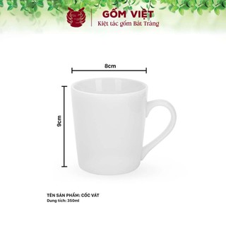 Cốc, ly uống nước men trắng nhiều kích thước, dung tích cao cấp - Gốm sứ Bát Tràng - Gốm Việt (LH shop để đặt theo yêu)