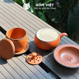 Bộ phin cà phê tử sa đất nung Bát Tràng - Phin gốm thủ công pha cà phê truyền thống, decor vintage - Gốm Việt Pottery