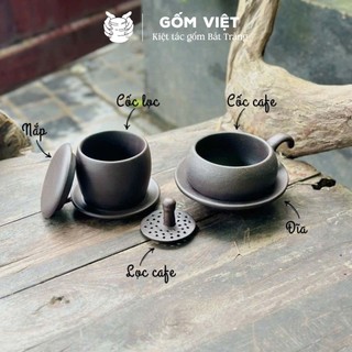 Bộ phin cà phê tử sa đất nung Bát Tràng - Phin gốm thủ công pha cà phê truyền thống, decor vintage - Gốm Việt Pottery