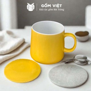 Cốc, ly kèm nắp uống trà, uống nước gốm sứ Bát Tràng 500ml vẽ tay thủ công – Quà tặng cao cấp – Gốm Việt Pottery