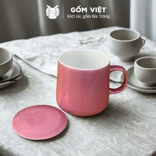 Cốc, ly kèm nắp uống trà, uống nước gốm sứ Bát Tràng 500ml vẽ tay thủ công – Quà tặng cao cấp – Gốm Việt Pottery