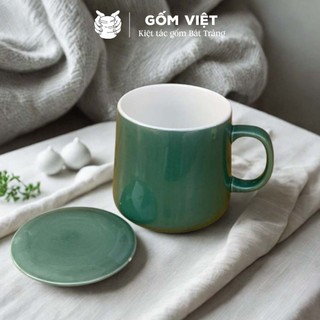 Cốc, ly kèm nắp uống trà, uống nước gốm sứ Bát Tràng 500ml vẽ tay thủ công – Quà tặng cao cấp – Gốm Việt Pottery