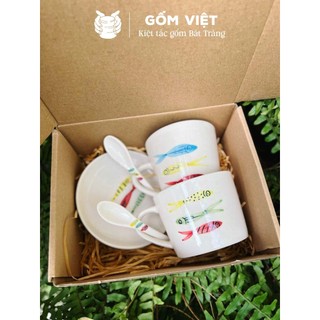 Cốc gốm sứ Bát Tràng vẽ tay thủ công dáng basic – Ly uống trà, quà sinh nhật, noel, 14/2, 20/11 – Gốm Việt Pottery