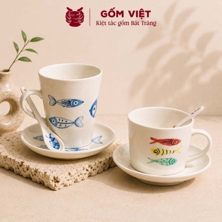 Cốc gốm sứ Bát Tràng vẽ tay thủ công dáng basic – Ly uống trà, quà sinh nhật, noel, 14/2, 20/11 – Gốm Việt Pottery