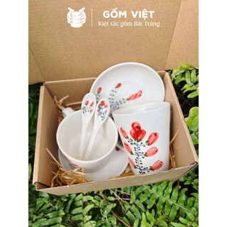 Cốc gốm sứ Bát Tràng vẽ tay thủ công dáng basic – Ly uống trà, quà sinh nhật, noel, 14/2, 20/11 – Gốm Việt Pottery