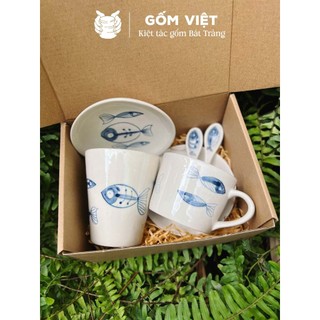 Cốc gốm sứ Bát Tràng vẽ tay thủ công dáng basic – Ly uống trà, quà sinh nhật, noel, 14/2, 20/11 – Gốm Việt Pottery