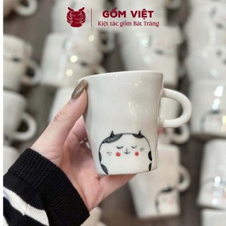 Cốc gốm sứ Bát Tràng dáng giả nặn 180ml vẽ tay thủ công -  quà sinh nhật, noel, 14/2, 20/11 – Gốm Việt Pottery