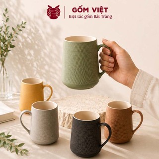 [HỎA TỐC HCM] Cốc, ly kẻ sọc nhiều màu sắc gốm sứ Bát Tràng xuất khẩu - Quà tặng người yêu, tốt nghiệp, 20/10, 20/11