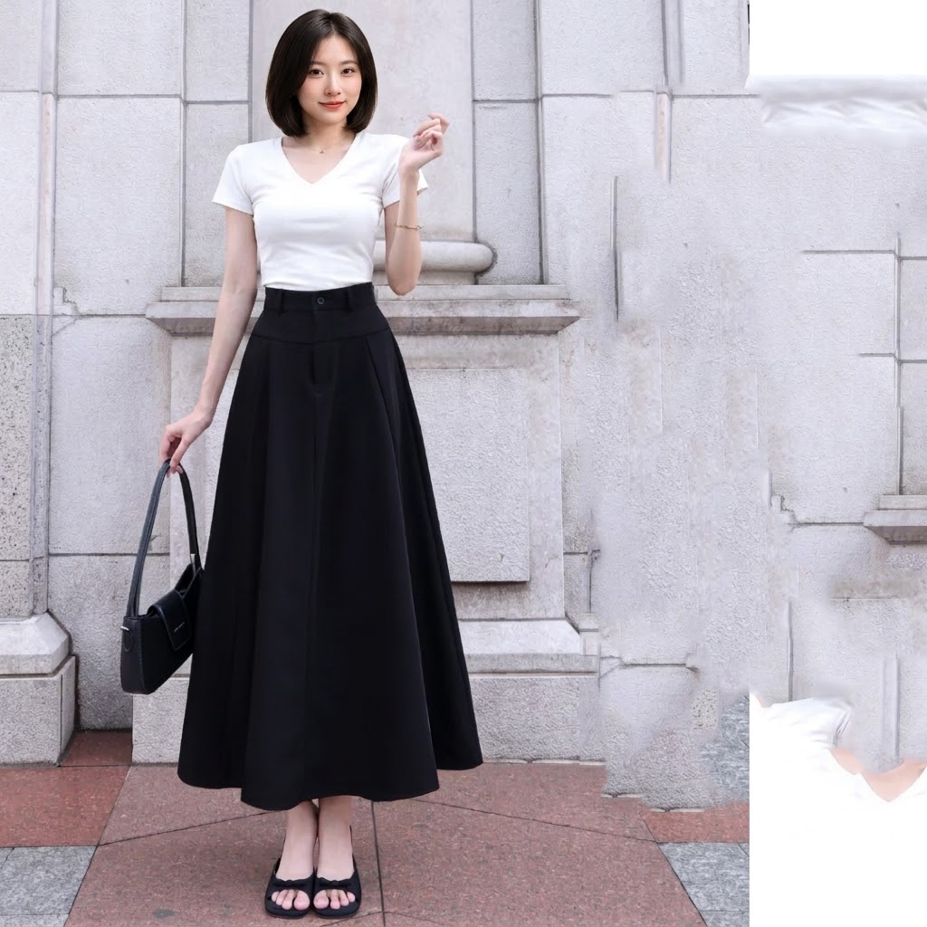 (40-80kg) Chân Váy Nữ Midi ghép mảnh Hàng Cao Cấp, Chân Váy Dài Bigsize Cao Cấp Vải Nhập form đẹp