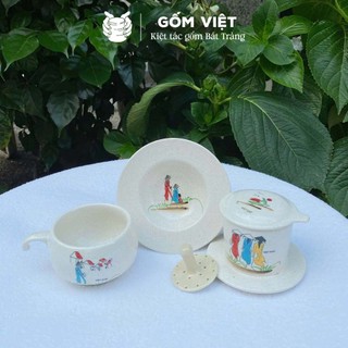 Cốc, ly uống nước kèm lõi lọc họa tiết Áo dài Việt Nam vẽ tay thủ công cao cấp - Gốm sứ Bát Tràng - Gốm Việt