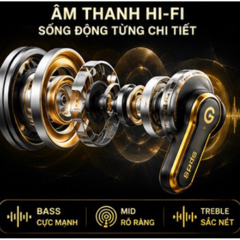 Tai Nghe Bluetooth Hổ Vằn Ap4 1571AM UF Golden Buds 2026 - Chống Ồn 45dB - Adaptive - Âm Thanh Mạnh Mẽ - Pin 8H | BigBuy360 - bigbuy360.vn