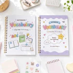 Sổ học từ vựng tiếng Anh -Trung - Hàn - Nhật . Sổ chăm học từ vựng thiết kế layout khoa học