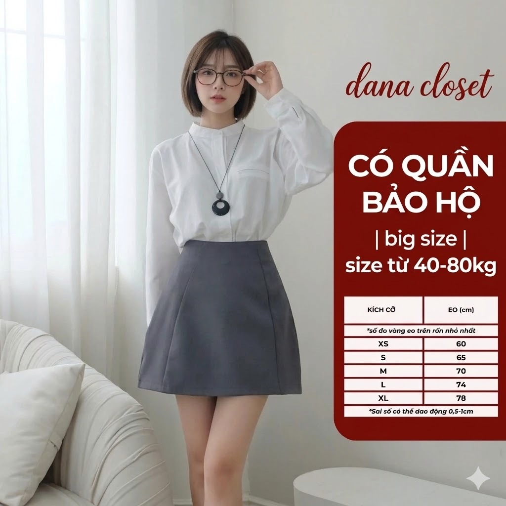 (40-80kg) Chân Váy Chữ A Cạp Lưng Cao, Chân Váy Con Ong Bigsize Nữ, Chất Kaki Mềm Cao Cấp, Hack Dáng Tôn Eo Nâng Mông