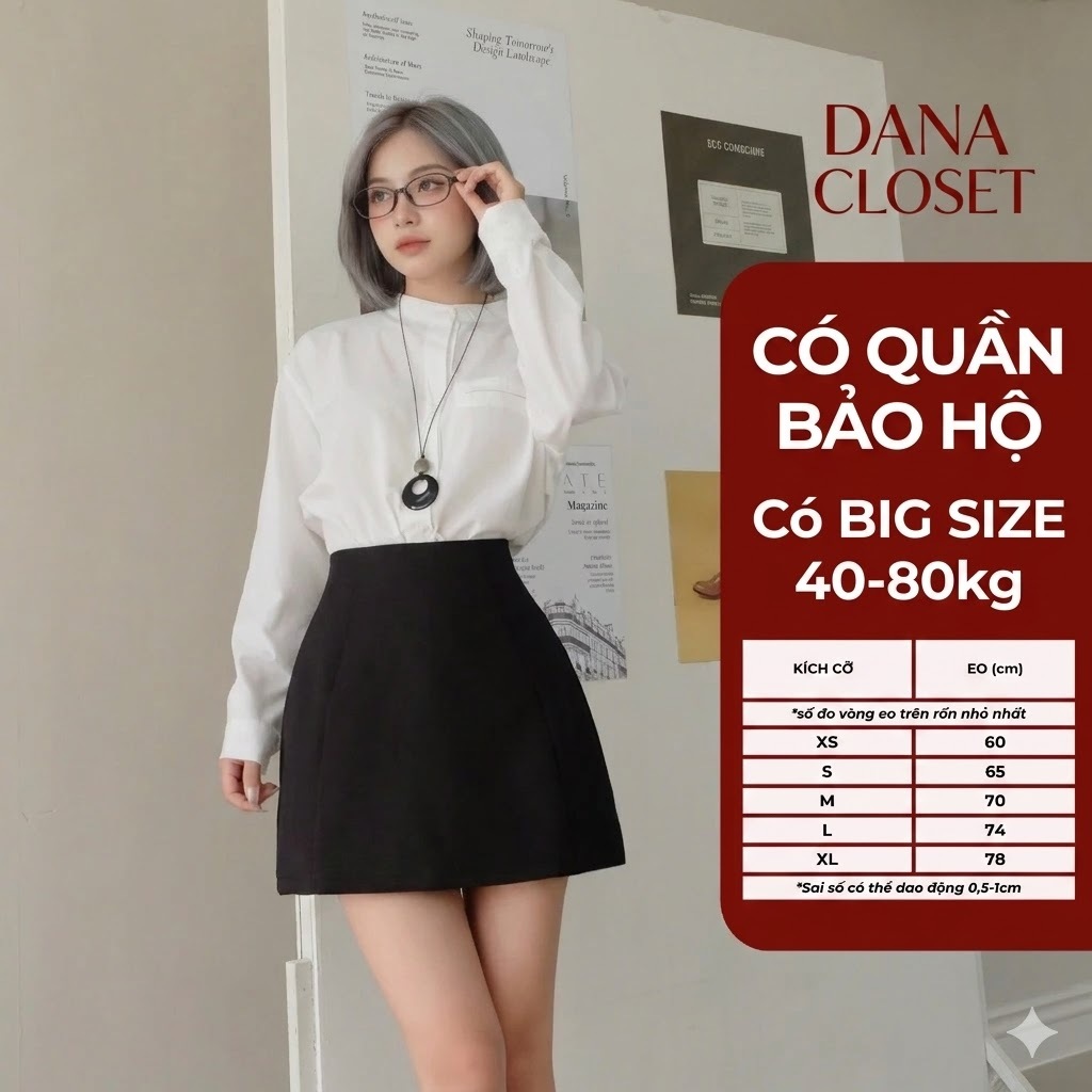 (40-80kg) Chân Váy Chữ A Cạp Lưng Cao, Chân Váy Con Ong Bigsize Nữ, Chất Kaki Mềm Cao Cấp, Hack Dáng Tôn Eo Nâng Mông