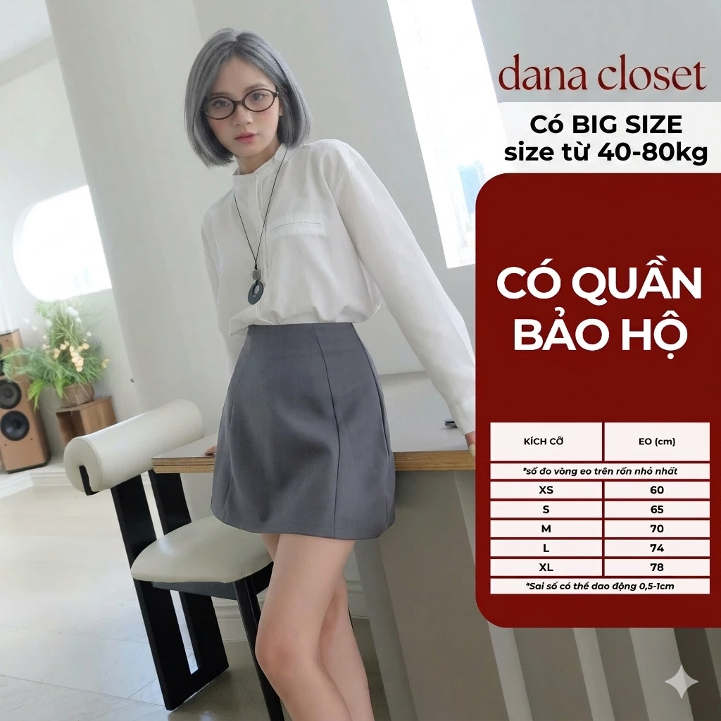 (40-80kg) Chân Váy Chữ A Cạp Lưng Cao, Chân Váy Con Ong Bigsize Nữ, Chất Kaki Mềm Cao Cấp, Hack Dáng Tôn Eo Nâng Mông
