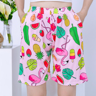 Size 38-85KG Quần Short Lững Hoạt Hình Cartoon Cute hoạ tiết Chim Hồng Hạt - Quần đùi cotton mùa hè nam nữ Unisex