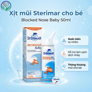 Xịt mũi trẻ em Sterimar Blocked Nose Baby 50ml hỗ trợ làm sạch dịch nhầy, thông thoáng mũi cho bé
