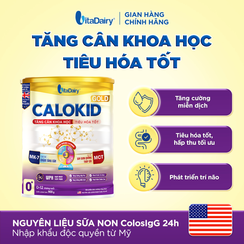 Sữa bột công thức Calokid lọ 900g dành cho bé suy dinh dưỡng thấp còi