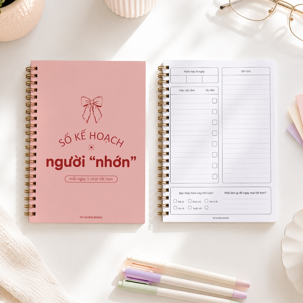 Sổ kế hoạch hằng ngày - Sổ kế hoạch Người “Nhớn” A5 120 trang ghi chép kế hoạch mục tiêu Nhật Ký Hàng Ngày Daily Planner