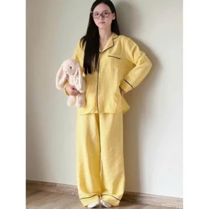 {40-80kg}Bộ ngủ dài tay sọc kẻ form đẹp vải đũi lạnh chất liệu mềm mại.